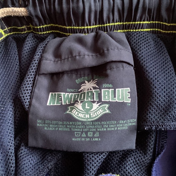 Men’s Newport Blue swim trunks.  Blue with green accents.  Size Large. - Picture 3 of 6